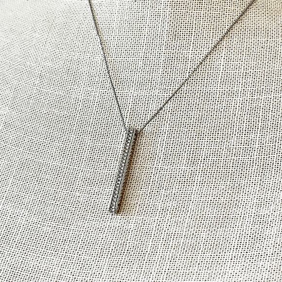 Chico’s Silver Crystal Bar Necklace - Picture 4 of 7